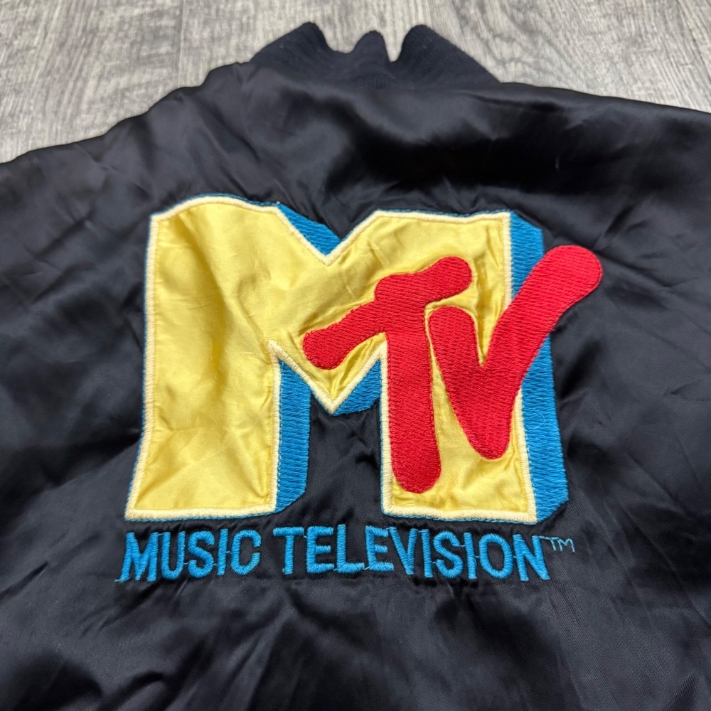 Vintage 80s MTV Music Television Satin Bomber Jacket - Picture 12 of 12